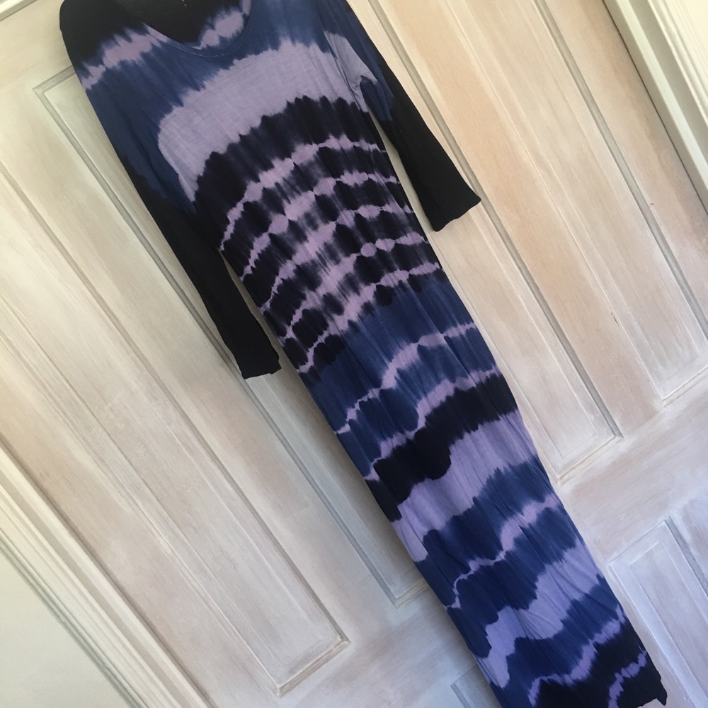 Maxi length tie dye form fitting dress